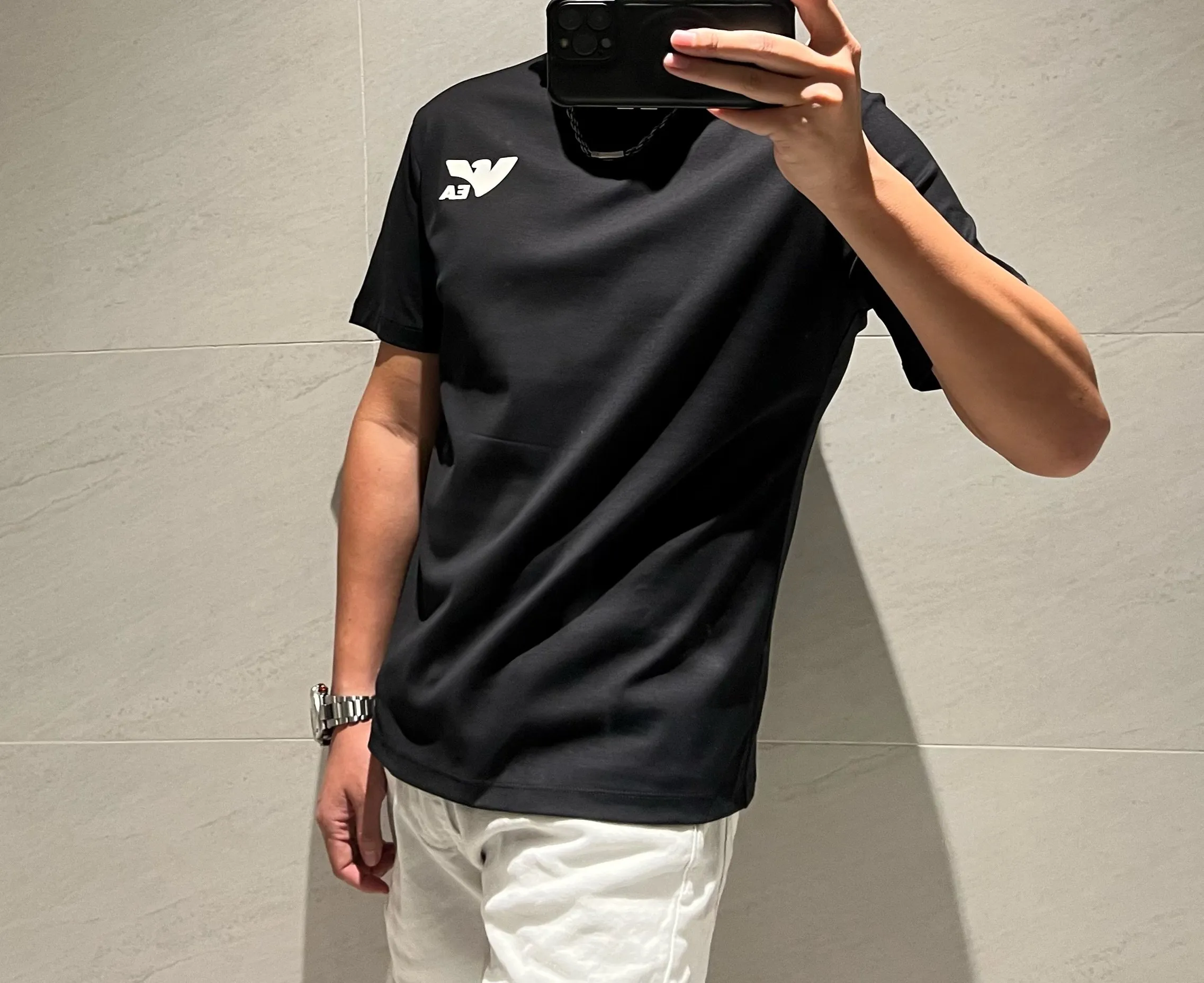 2026 New Arrival mercerized cotton 200g short-sleeved T-shirt logo: EA Armani Process: silicone Color: black/white Sizes: M~3XL